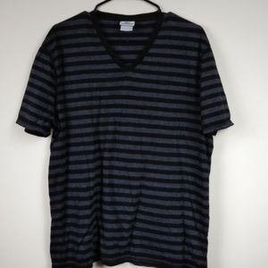 Lacoste L V-neck grey striped tee